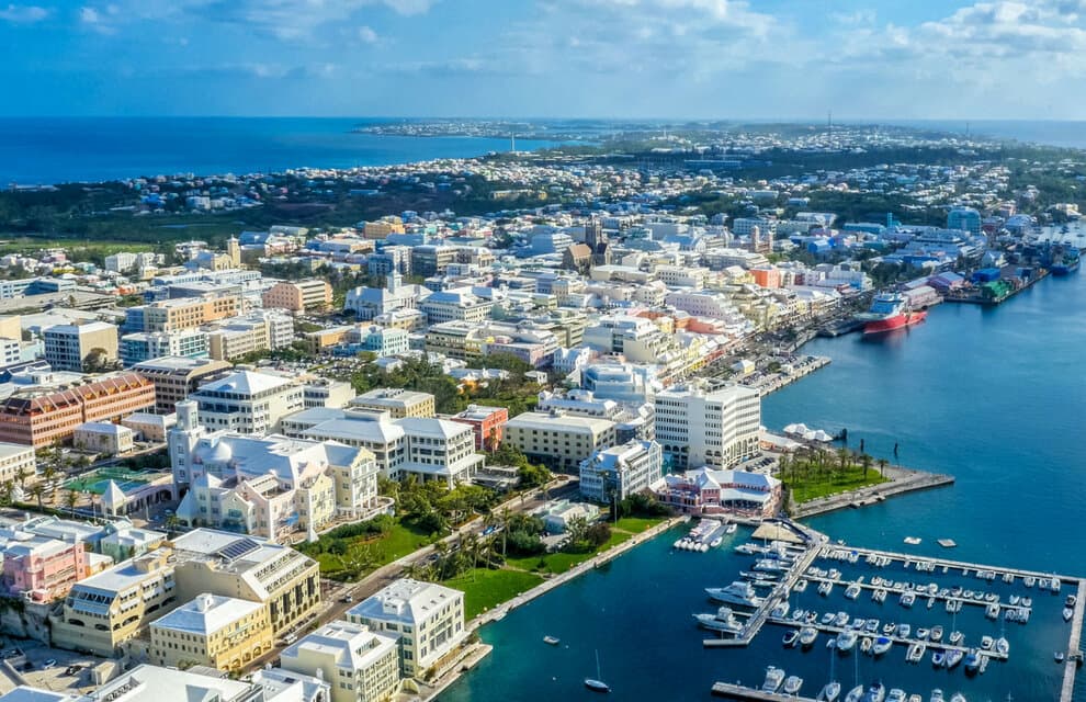 Hamilton Harbour, Bermuda, with boats on calm water