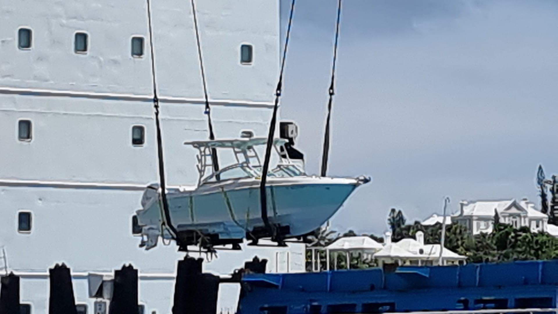 A boat arriving at the Bermuda port after being imported from the US